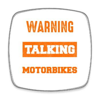 Attention : Démarrez les discussions sur les motos - Magnet carré - blanc - Devant