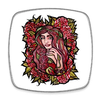 Fleur de rose Enchantresse - Magnet carré - blanc - Devant
