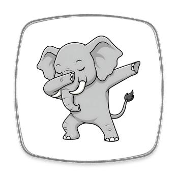 Cool elephant in dabbing style - Square fridge magnet - white - Front