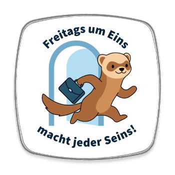 Freitags um Eins... Endlich Wochenende - Viereckiger Kühlschrankmagnet - Weiß - Vorne
