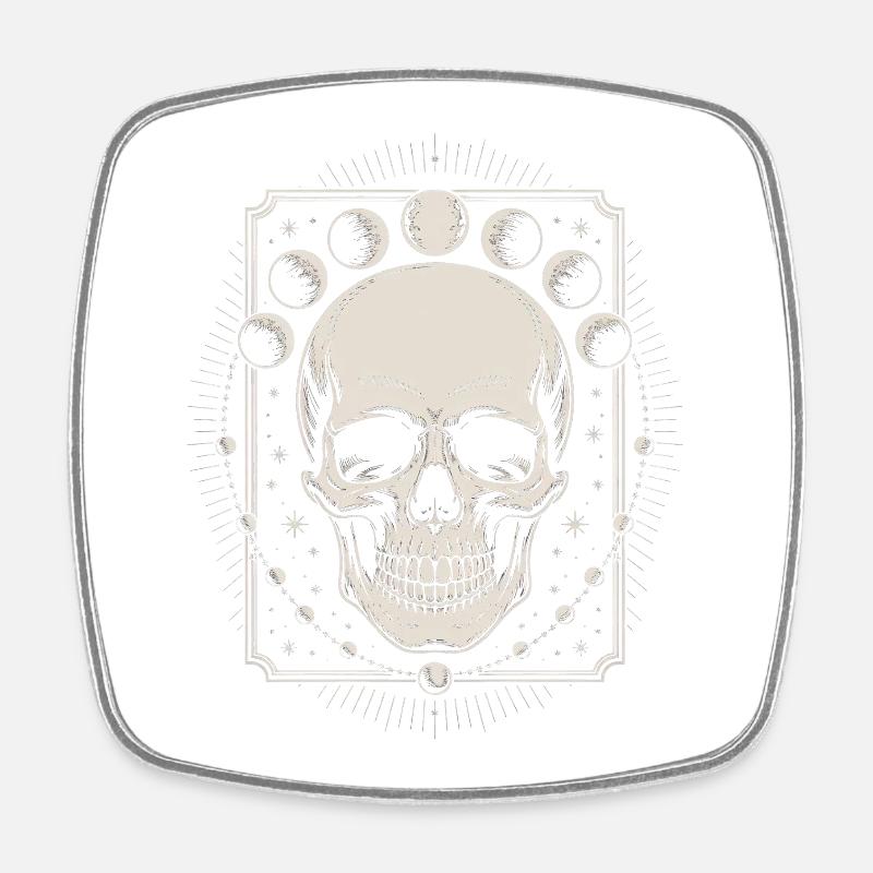 Gothic Skull with Moon Phases Mystical Design - Square fridge magnet - white