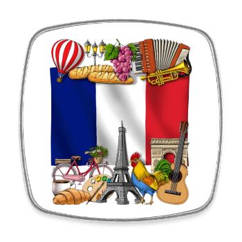 Frankreich - Viereckiger Kühlschrankmagnet - Weiß - Vorne