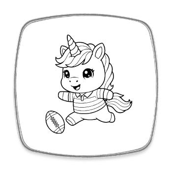 Licorne Football américain - Magnet carré - blanc - Devant