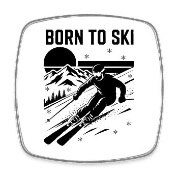 Ski-Zitat Born to Ski - Viereckiger Kühlschrankmagnet - Weiß - Vorne