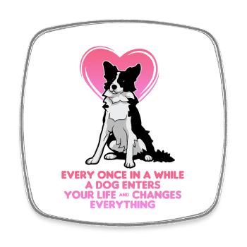 Border Collie Dog Dad Shirt – Funny Dog Lover - Magnet carré - blanc - Devant
