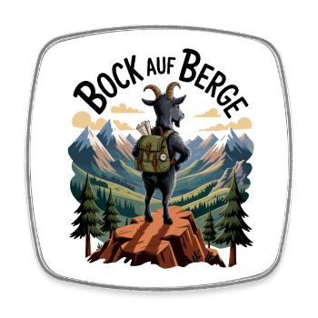 Bock on mountains mountain goat with backpack - Square fridge magnet - white - Front