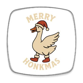 Oie Noël Drôle Père Noël Merry Honkmas - Magnet carré - blanc - Devant