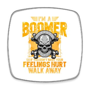Ich bin ein Boomer Totenkopf Spruch - Viereckiger Kühlschrankmagnet - Weiß - Vorne