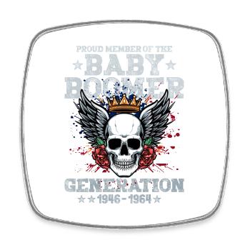 Baby Boomers Generation Skull mit Krone - Viereckiger Kühlschrankmagnet - Weiß - Vorne