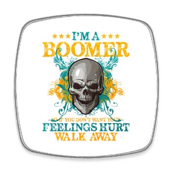 Boomer Skull Saying Shirt - Square fridge magnet - white - Front