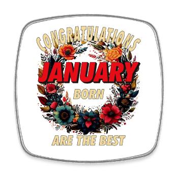 CONGRATULATIONS JANUARY - Square fridge magnet - white - Front