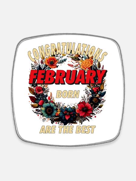 CONGRATULATIONS FEBRUARY - Viereckiger Kühlschrankmagnet - Weiß