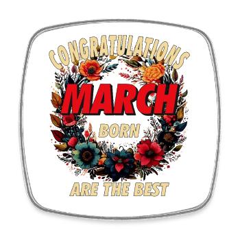 CONGRATULATIONS MARCH - Square fridge magnet - white - Front