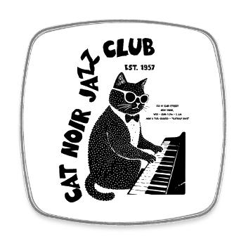 Cat Noir Jazz Club - Square fridge magnet - white - Front