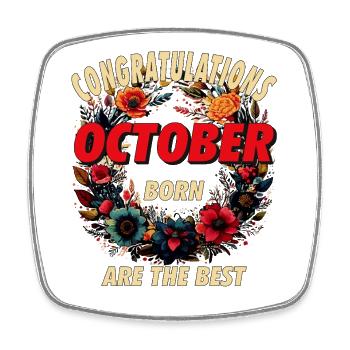 CONGRATULATIONS OCTOBER - Square fridge magnet - white - Front