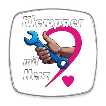 Klempner mit HERZ - Viereckiger Kühlschrankmagnet - Weiß - Vorne