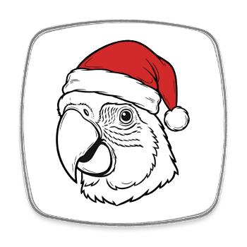 Papagei Weihnachten Santa Hut Design - Viereckiger Kühlschrankmagnet - Weiß - Vorne