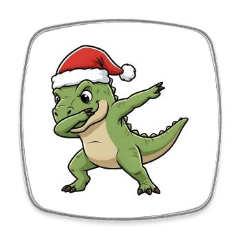 Weihnachts T-Rex Dab - Viereckiger Kühlschrankmagnet - Weiß - Vorne