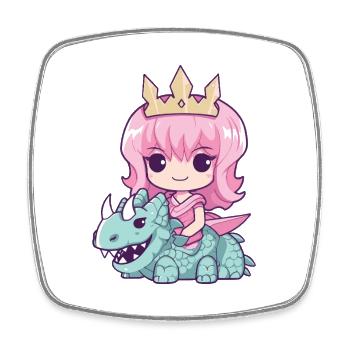 Prinzessin Drache Niedlich - Viereckiger Kühlschrankmagnet - Weiß - Vorne