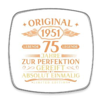 Idée cadeau 75ème anniversaire Vintage 1951 Né - Magnet carré - blanc - Devant