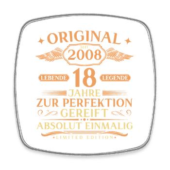 18. Geburtstag Geschenkidee Jahrgang 2008 geboren - Viereckiger Kühlschrankmagnet - Weiß - Vorne