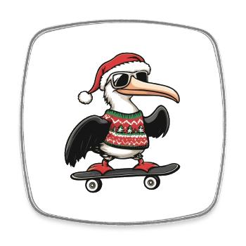 Pelikan Vogel Weihnachten Lustig - Viereckiger Kühlschrankmagnet - Weiß - Vorne