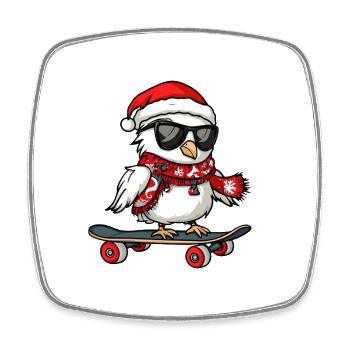 Colombe oiseau Noël drôle - Magnet carré - blanc - Devant
