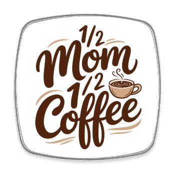 Mutter Koffein Halb Mama Halb Kaffee - Viereckiger Kühlschrankmagnet - Weiß - Vorne