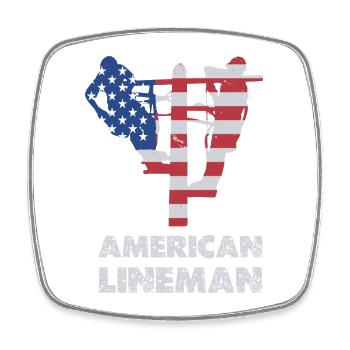Silhouette du drapeau du monteur de lignes américain - Magnet carré - blanc - Devant