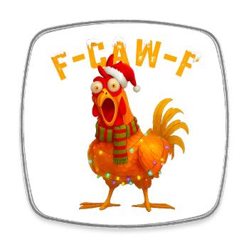 F-CAW-F Chicken Christmas Humor - Viereckiger Kühlschrankmagnet - Weiß - Vorne