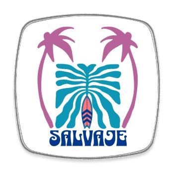 Salvage Surf Palm Ribcage - Square fridge magnet - white - Front