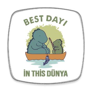 Dino-Dayi et son neveu pêchent - Türk Dayi - Magnet carré - blanc - Devant
