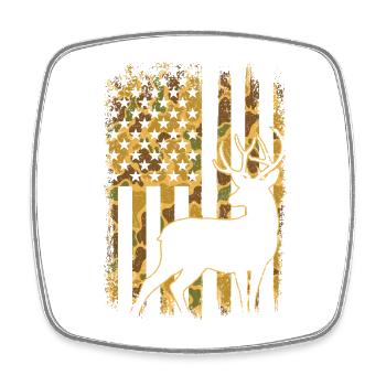 Camo Drapeau US Chasse au cerf Fierté en plein air - Magnet carré - blanc - Devant