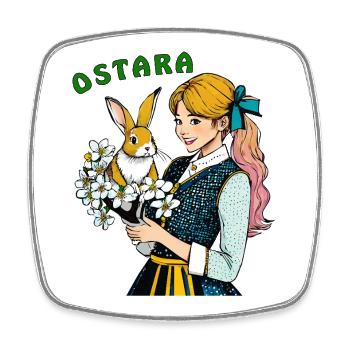 FRAU HASE BLUME OSTARA - Viereckiger Kühlschrankmagnet - Weiß - Vorne