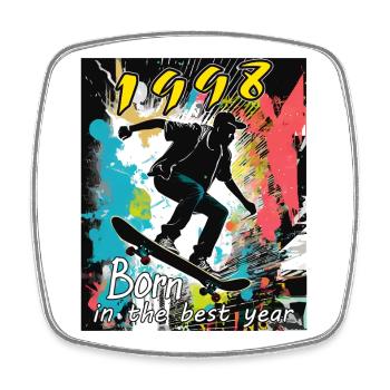 1998 SKAETER Born in the best year - Viereckiger Kühlschrankmagnet - Weiß - Vorne