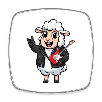 Rocker Sheep avec guitare électrique - Magnet carré - blanc - Devant