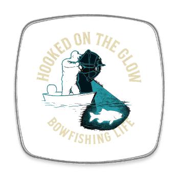 Hooked On The Glow Bowfishing Adventure - Square fridge magnet - white - Front