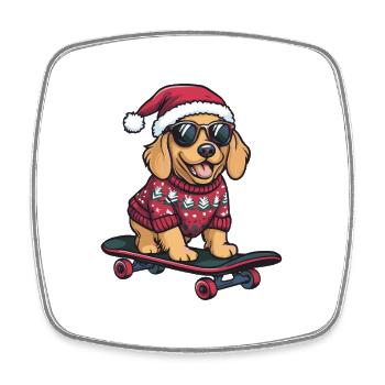 Golden Retriever Chien Noël Drôle Drôle - Magnet carré - blanc - Devant