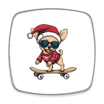 Chihuahua Chien Noël Drôle - Magnet carré - blanc - Devant