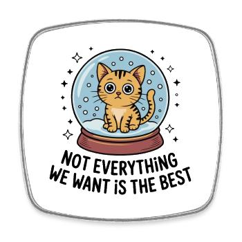 Kawaii Katze Schneekugel - Viereckiger Kühlschrankmagnet - Weiß - Vorne