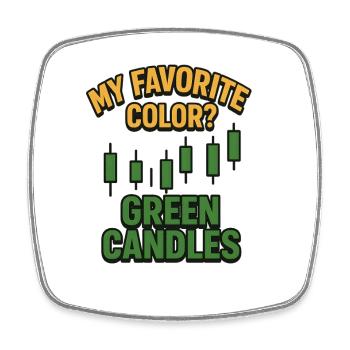 Green Candles Aktie Stimmung, Investieren - Viereckiger Kühlschrankmagnet - Weiß - Vorne
