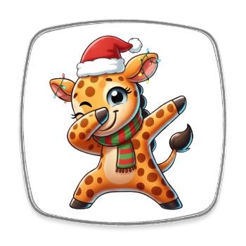 Cute Giraffe Christmas Hat Christmas Lust - Square fridge magnet - white - Front