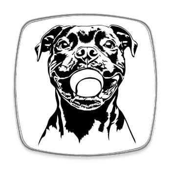 Staffordshire Bull Terrier Balljunkie Wilsigns - Viereckiger Kühlschrankmagnet - Weiß - Vorne
