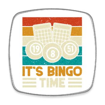 Bingo Game It ́s Time Bingo - Square fridge magnet - white - Front