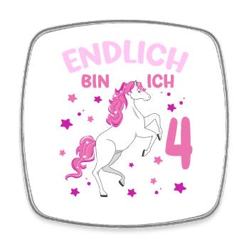 4 Jahre alt Pferd Endlich Bin Ich 4 Mädchen 4. - Viereckiger Kühlschrankmagnet - Weiß - Vorne