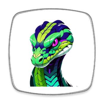 Illustration de tête de serpent colorée - Magnet carré - blanc - Devant