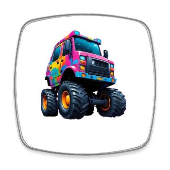 Monster Truck coloré Power Monster - Magnet carré - blanc - Devant