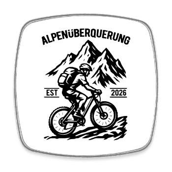 Crossing the Alps EST 2026 - Bicycle - Square fridge magnet - white - Front