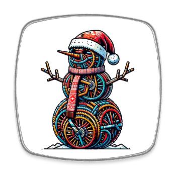 CYcling Christmas Sports Santa Claus - Square fridge magnet - white - Front