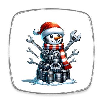 MEchanic Weihnachten Sport Weihnachtsmann - Viereckiger Kühlschrankmagnet - Weiß - Vorne